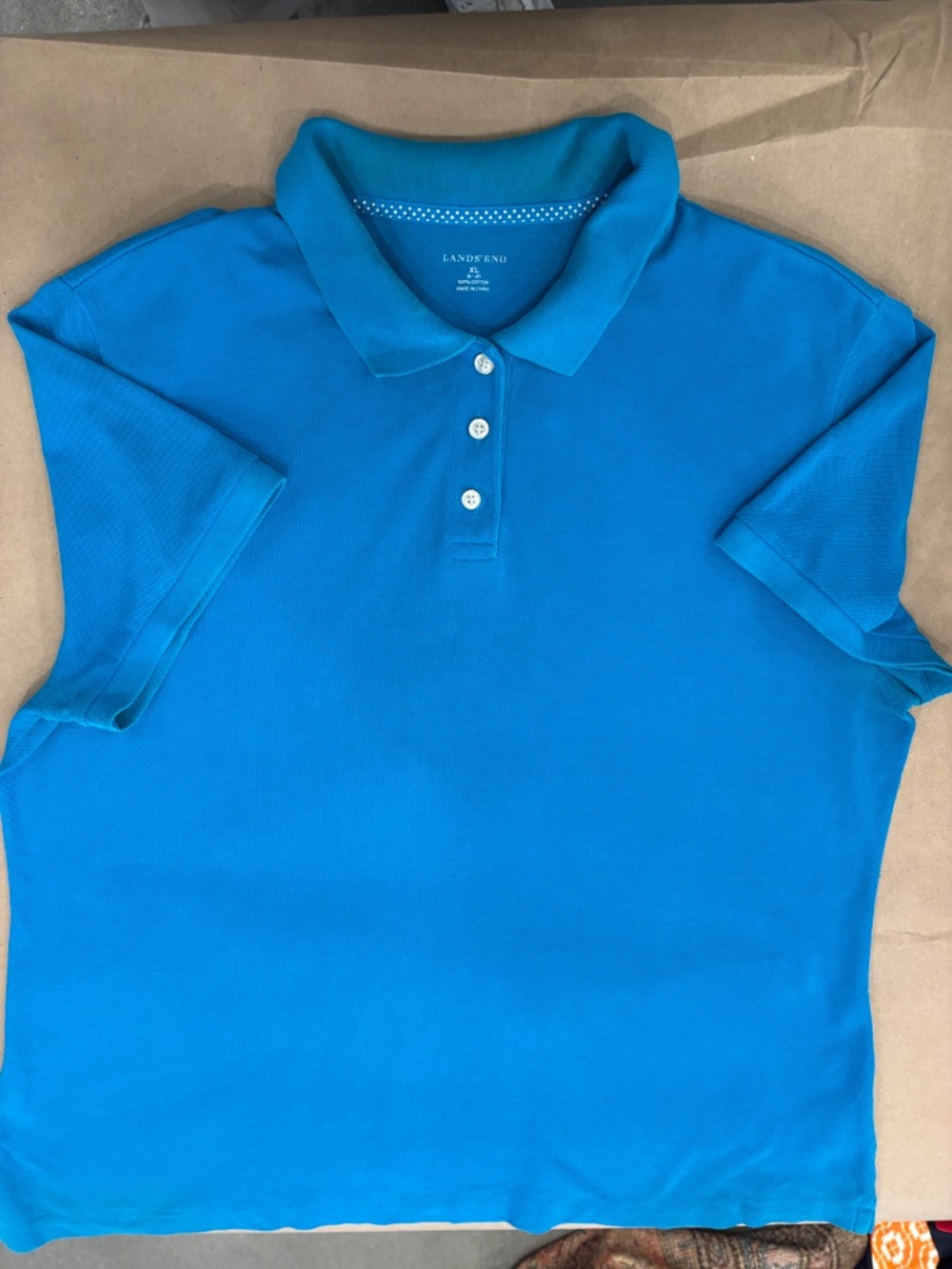 LANDS' END TURQUOISE GOLF /TEE SHIRT 100% COTTON